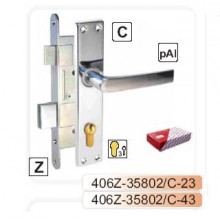 Slēdzene-406 cinkota ar rokturi, uzliktni un serdeni-43 (hroms)