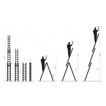 Стремянка Алюминиевая 3-секционная с 3x11 Ступеньками DW3 max 150kg