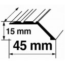 Savienojuma vietas pārklājošie aluminija profili 15x45mm/90cm