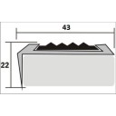 Leņķa profils ar pretslīdes gumiju 22х43mm/90cm sudraba krāsa