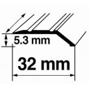 Savienojuma vietas pārklājošie aluminija profili 5,3x32mm/90cm