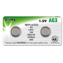 Baterijas Lithium AG3, G3 (LR41, SR41W, 392, 192, GP92A)