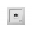 IUK2-01 E/B USB Розетка 3.4A 220V Белая
