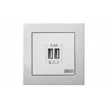 IUK2-01 E/B USB Розетка 3.4A 220V Белая