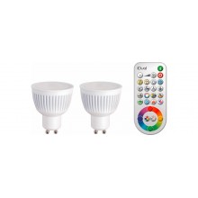 spuldzes 2 x GU10 345lm 6,5W2200-6500K RGB ar pulti