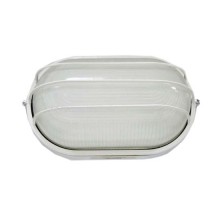 Gaismeklis mitrumizturīgs E27, IEK, 1406, režģots, 60W, IP54, balts, ovāls