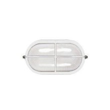 Gaismeklis mitrumizturīgs E27, IEK, 1408, režģots, 60W, IP54, balts, ovāla