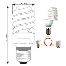 Лампочка экономичная (E-14+E-27+B22), Helios, полуспираль