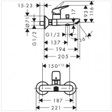 Смеситель в ванну Hansgrohe Logis 71400000