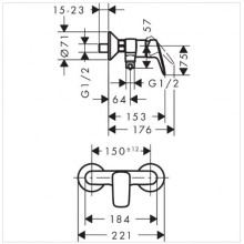 Maisītājs Dušai Hansgrohe Logis 15,3x11,1x22,1cm