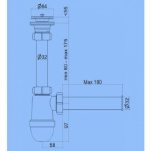 Сифон 1 1/2 L=32мм с Прямой Трубкой L=32мм